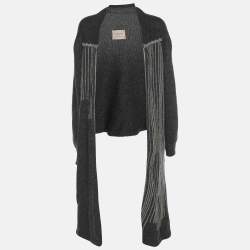 Pre Owned Martha Porter Grey Rib Knit Long Cardigan