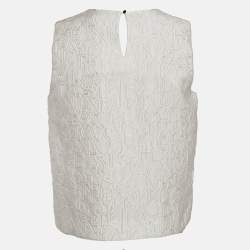 Mary Katrantzou Off-White Alphabet Jacquard Crepe Sleeveless Top L
