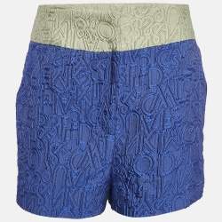 Mary Katrantzou Blue Alphabet Jacquard Safari Shorts M