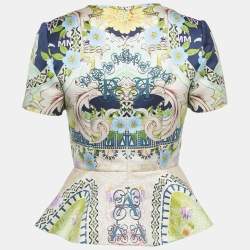 Pre Owned Mary Katrantzou Multicolor Printed Taffeta Peplum Top M