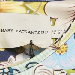 Pre Owned Mary Katrantzou Multicolor Printed Taffeta Peplum Top M