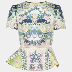 Pre Owned Mary Katrantzou Multicolor Printed Taffeta Peplum Top M