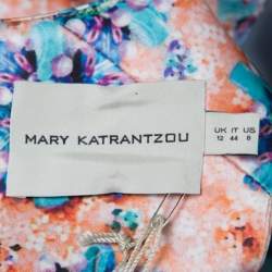 Pre Owned Mary Katrantzou Bejeweled Bow Print Silverfloss Ohara Cocktail Dress M