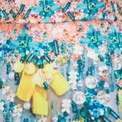 Pre Owned Mary Katrantzou Bejeweled Bow Print Silverfloss Ohara Cocktail Dress M