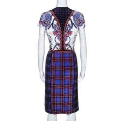 Pre Owned Mary Katrantzou Multicolor Check Printed Stretch Silk Murray Dress M