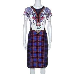 Pre Owned Mary Katrantzou Multicolor Check Printed Stretch Silk Murray Dress M