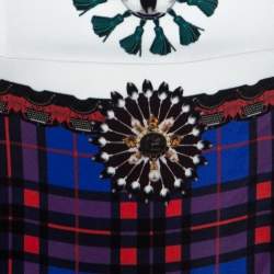 Pre Owned Mary Katrantzou Multicolor Check Printed Stretch Silk Murray Dress M