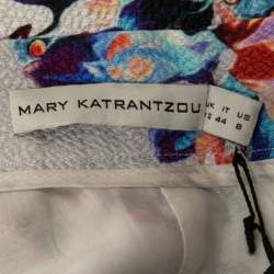 Mary Katrantzou White Floral Printed Silk Blend Mini Skirt M