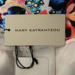 Mary Katrantzou White Floral Printed Silk Blend Mini Skirt M