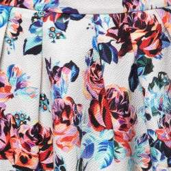 Mary Katrantzou White Floral Printed Silk Blend Mini Skirt M