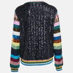 MARY KATRANTZOU Sequin Knit Rainbow Sleeve Detail Magpie Sweater M