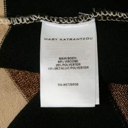 Mary Katrantzou Cream/Black Intarsia Mock Neck Sweater M