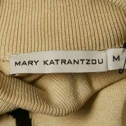 Mary Katrantzou Cream/Black Intarsia Mock Neck Sweater M