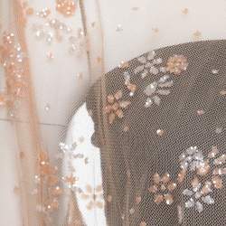 Pre Owned Mary Katrantzou Beige Floral Glitter Embellished Tulle Jacket M