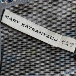 Mary Katrantzou Silver and Blue Metallic Drop Waist Jaspa Dress S