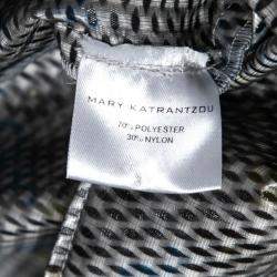 Mary Katrantzou Silver and Blue Metallic Drop Waist Jaspa Dress S