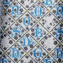 Mary Katrantzou Silver and Blue Metallic Drop Waist Jaspa Dress S