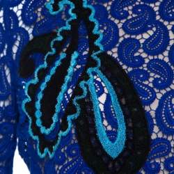 Mary Katrantzou Cobalt Blue Paisley Macrame Lace Overlay Geri Shift Dress M