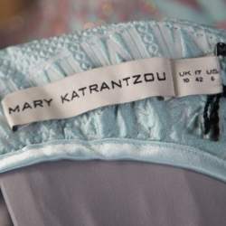  Mary Katrantzou Mint Blue Jacquard and Glitter De Beau Cocktail Dress M 