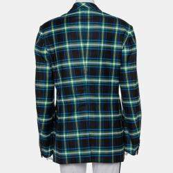 Mathew Adams Dolan Black Opera Checkered Wool Double Breasted Blazer M