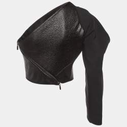 مملوكة مسبقًا Maticevski Black Crepe Regiment One Shoulder Crop Top M