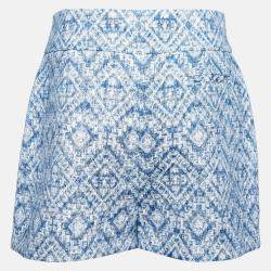 Matthew Williamson Indigo Ikat Pattern Jacquard High Waist Shorts M