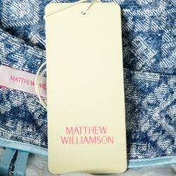 Matthew Williamson Indigo Ikat Pattern Jacquard High Waist Shorts M
