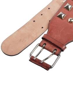 Matthew Williamson Brown Leather Studded Waist Belt 85CM