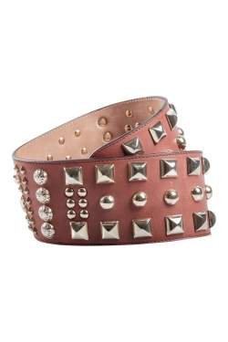 Matthew Williamson Brown Leather Studded Waist Belt 85CM