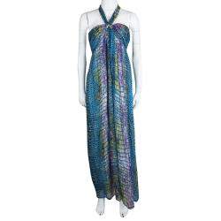 Matthew Williamson Escape Multicolor Printed Halter Neck Dress L
