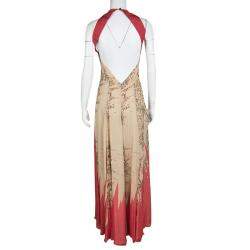 Matthew Williamson Floral Print Silk Embellished Neck Sleeveless Maxi Dress M