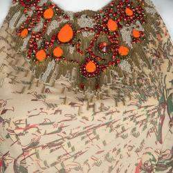 Matthew Williamson Floral Print Silk Embellished Neck Sleeveless Maxi Dress M