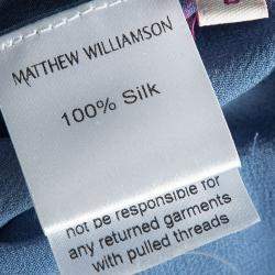 مملوكة مسبقًا Matthew Williamson Blue Crystal Embellished Sleeveless Silk Top M