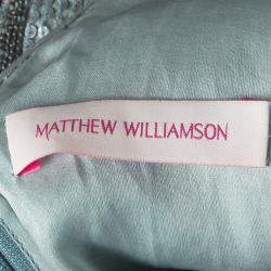 Matthew Williamson Grey Embellished Silk Cap Sleeve Dress M