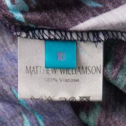 Matthew Williamson Escape Multicolor Bird Print Tassel Detail Maxi Dress M