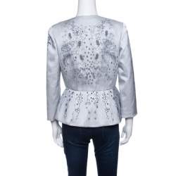 Matthew Williamson Grey Floral Printed Tulle Layered Box Jacket M