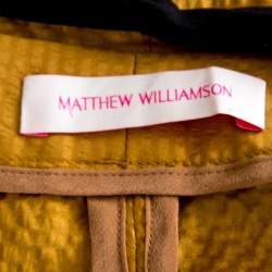 Matthew Williamson Mustard Yellow Textured Tie Detail Faux Wrap Shorts S