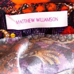 Matthew Williamson Red Precious Rose and Jewel Print Long Sleeve Blouse L