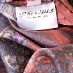 Matthew Williamson Red Precious Rose and Jewel Print Long Sleeve Blouse L