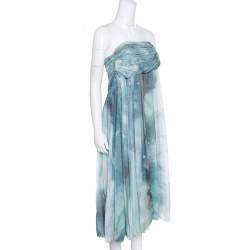 Matthew Williamson Printed Silk Draped Strapless Dress S