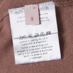 Matthew Williamson Caramel Brown Wool Cashmere Embellished Button Front Cardigan S