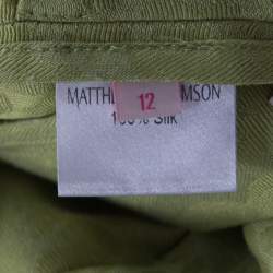 Matthew Williamson Pastel Green Patterned Jacquard Silk Pleat Front Trousers M