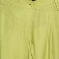 Matthew Williamson Pastel Green Patterned Jacquard Silk Pleat Front Trousers M