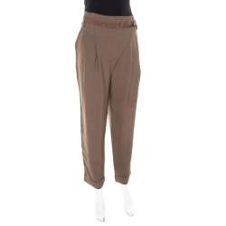 Matthew Williamson Mocha Brown Crepe Cuffed Trousers M