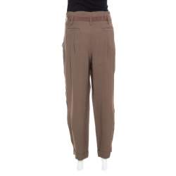 Matthew Williamson Mocha Brown Crepe Cuffed Trousers M