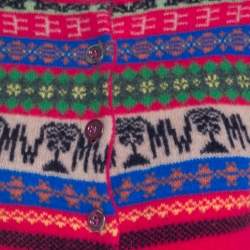 Matthew Williamson Pink Fair Isle Patterned Wool Button Front Cardigan S