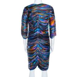 Matthew Williamson Multicolor Printed Ruched Jersey Long Sleeve Dress M