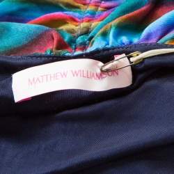 Matthew Williamson Multicolor Printed Ruched Jersey Long Sleeve Dress M