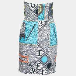 Matthew Williamson Multicolor Abstract Print Cotton Strapless Dress M