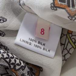 Matthew Williamson Off White Dragonfly Printed Silk Chiffon Sheer Blouse M
